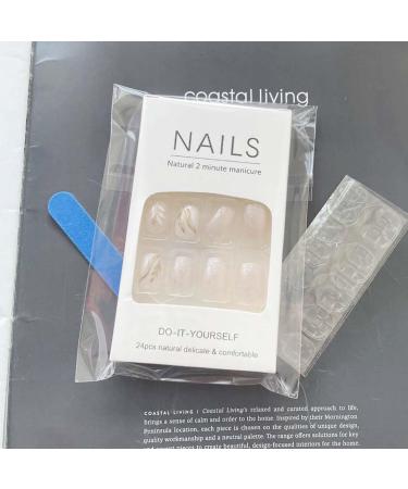SINLOV Short Square Fake Nails Flower Glossy Press on False Nails Pink Nude Crystal Ballerina Artificial Finger Nails French Full Cover False Nails for Women and Girls - Buy Online on GoSupps.com