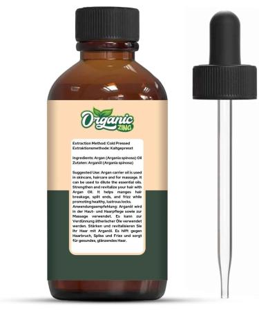 ORGANIC ZING Organic Zing Argan Oil | Pure & Natural Essential Oil for Skincare Hair Care & Massage - 118ml/4oz - Buy Online on GoSupps.com