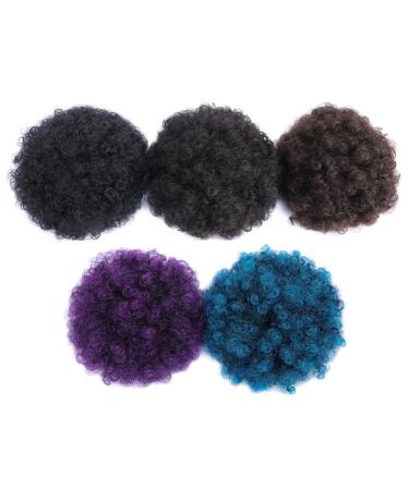Buy Synthetic Puff Afro Curly Hair Extensions | Black Purple Short Drawstring Ponytail - 10 Pack - Buy Online on GoSupps.com