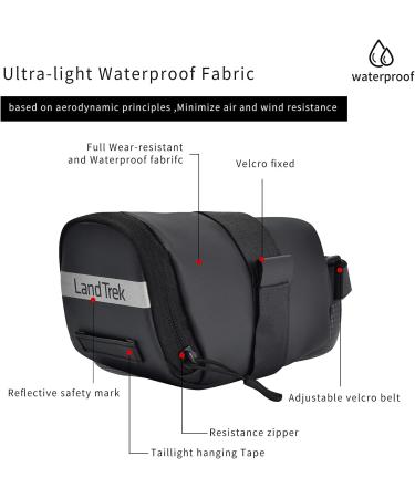 LandTrek Small 0.6L Bike Saddle Bag | Waterproof Cycling Tool Bag for Mountain Road MTB Bicycle Seat - Buy Online on GoSupps.com