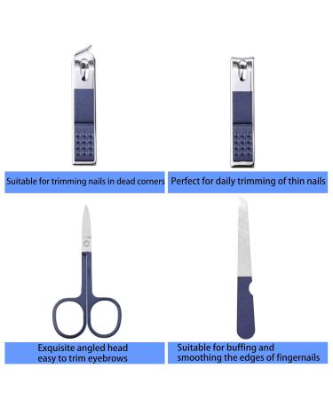 Ikadiya Professional Manicure Set 7pcs - Travel Nail Clips Stainless Steel Pedicure Fashionable Blue Nail Clip Set - Buy Online on GoSupps.com