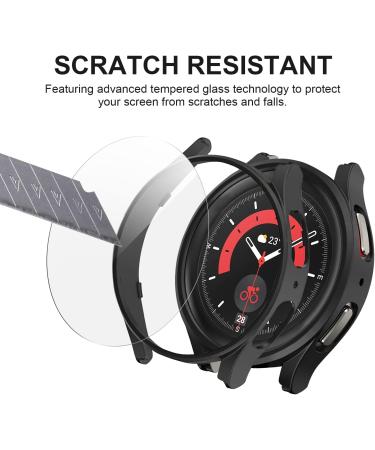 4 Pack Smiling Case and Screen Protector Compatible with Samsung Galaxy Watch 5 Pro 45mm  2 Pack Matte Hard PC Bumper Case + 2 Tempered Glass Screen Protector Films for Galaxy Watch 5 Pro 5 Pro 45mm Black - Buy Online on GoSupps.com