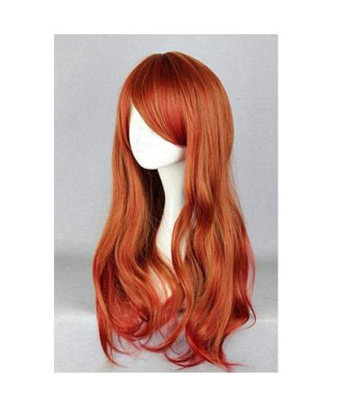 BGHJUE Orange Red Synthetic Long Wave Ombre Wig - Heat Resistant Middle Part Wig for Women - Buy Online on GoSupps.com