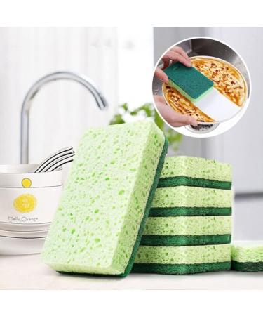 5pcs Compressed Wood Pulp Sponge Dishwashing Sponges Kitchen Dish Scrubber Cleaning Brush Scouring Pad Cleaning Tools - Buy Online on GoSupps.com
