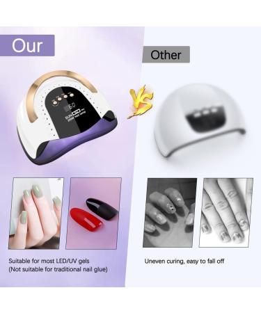 LKE UV Nail Lamp 268W Gel Nail Dryer with Automatic Sensor, 4 Timer Settings - Home & Salon Use | LED UV Lamp for Gel Nails - 21*23cm, White - Buy Online on GoSupps.com