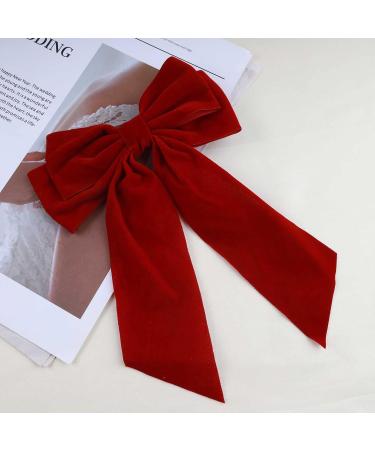 Cimenexe Bohemian Velvet Bow Hair Clips Red Bow Hair Clip Long Satin Bow Hair Clips Large Red Velvet Bow Hair Clip Bow Winter Decorative Hair Accessories for Women and Girls - Buy Online on GoSupps.com