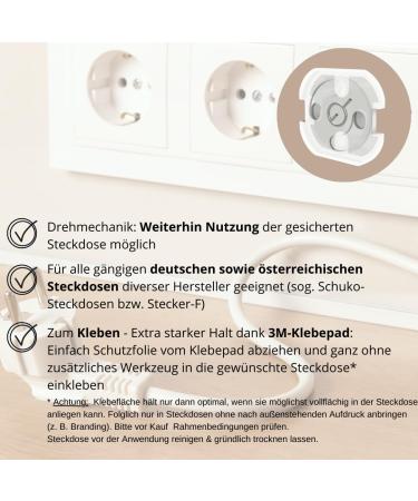 10x Socket Fuse Plug - In Protection | Extra Strong Child Lock Transparent | Tinos Rotary Mechanics Schuko - Buy Online on GoSupps.com
