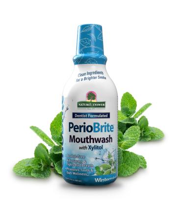 Nature's Answer Periobrite Wintermint All-Natural Mouthwash Promotes Healthy Teeth & Gums, Fights Bad Breath Flouride-Free 16oz (2 Pack) Wintermint 32 Fl Oz (Pack of 1)