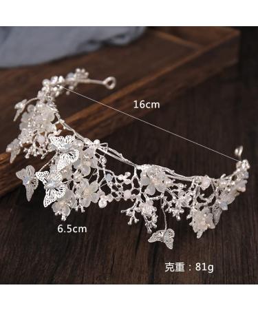 Baroque Pearl Rhinestone Princess Crown Wedding Tiara - Silver - Buy Online on GoSupps.com