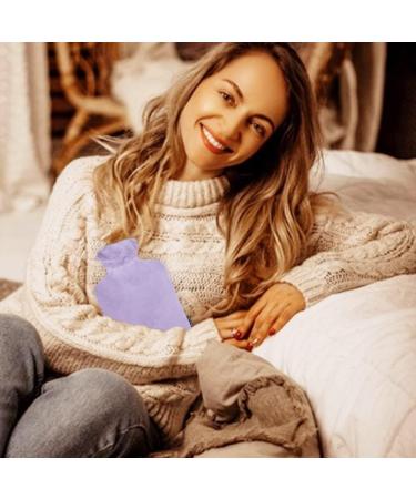 1L Hot Water Bottle with Soft Cover - 1000ml Hot Water Bag for Pain Relief - Purple - Buy Online on GoSupps.com