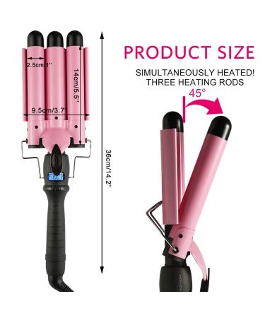 3 Barrel Curling Iron - 1 Inch Adjustable Temperature Crimper Hair Waver with LCD Display | International Shipping Available - Buy Online on GoSupps.com