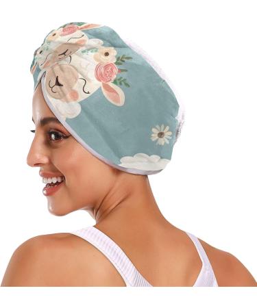 Shop Cute Floral Sheep Hair Towel 2 Pack - Super Absorbent Quick Dry Hair Turbans for Women & Girls - Buy Online on GoSupps.com