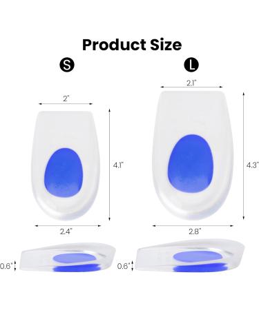 Gel Heel Cups - 2 Pair Heel Cushion Pads for Plantar Fasciitis & Achilles Tendonitis Support - UK 4-7/EU 35-39 - Buy Online on GoSupps.com