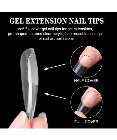Ysuvin Nail Tips - 240 Pieces Transparent Fake Nails (12 Sizes) for Technicians & Beginners | Short Ballerina & Medium Almond Artificial Nail Tips for Manicure Salons - Buy Online on GoSupps.com