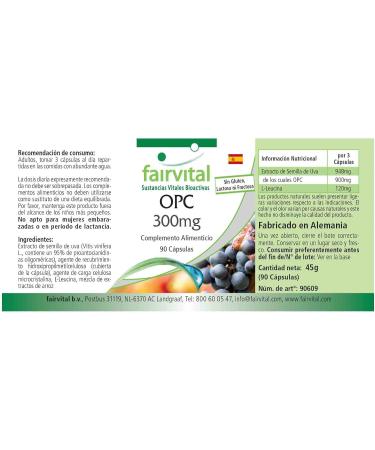 Fairvital OPC 300mg Vegan Capsules - High Dosage - 90 Count Oligomeric Proanthocyanidins - Buy Online on GoSupps.com