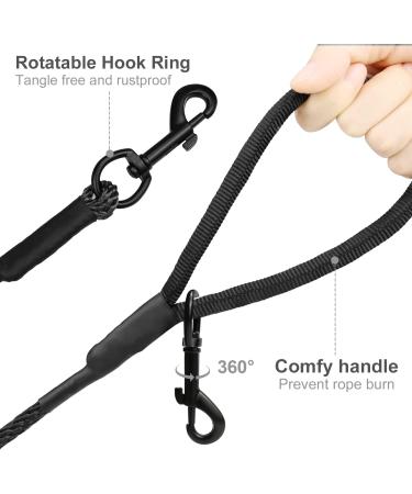 Joytale Reflective Drag Line for Dogs | 15m Nylon Dog Leash with Padded Handle & 2 Carabiner Hooks | Ideal Training Line for Puppies & Small Dogs | 1 Pack - Black - Buy Online on GoSupps.com