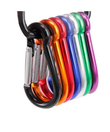 VKVWIV Hiking Rope and Hooks Hiking Carabiner Aluminum D-Ring Hook Key Camp Snap Keychain Clip 7Pcs Chain Climbing Climbing Goods Black Red Blue Green White Purple Gold One Size