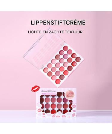 Lip Gloss Palette for Women Lip Color Palette Matte lip color Long Lasting Lip Gloss for Outdoor Travel 24 Color Portable Moisturizing Lipstick Sheet - Buy Online on GoSupps.com