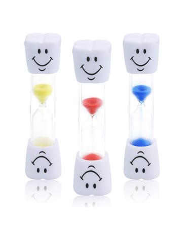 JUNDUN Children's Toothbrush Hourglass 3 Colors Hourglass Set 2 Minutes Smiley Sand Timer for Brushing Teeth Children Colored Sand