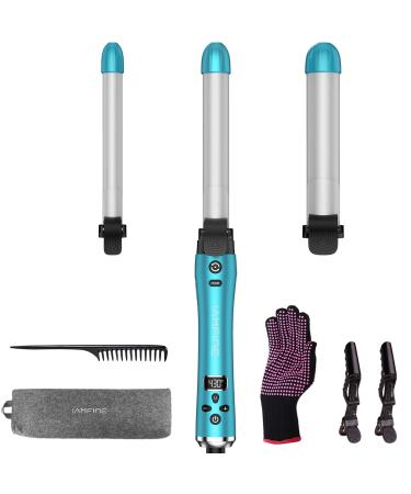 3 in 1 Auto Rotating Hair Curling Wand - IAMFINE Automatic Rotating Curling Iron with Interchangeable Ceramic Barrels(0.75" 1" 1.25") Instant Heat Up Hair Curler Adjustable Temp Hair Styling Tools for Beach Waves