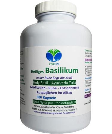 Buy Tulsi Basil 360 Capsules | Pure Ayurvedic Holy Basil for Meditation & Relaxation | Natural Additive-Free Indian Royal Herb - Buy Online on GoSupps.com