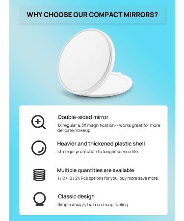 Getinbulk Compact Mirror Bulk - Double-Sided 1X/3X Magnifying PU Leather Makeup Mirror - White, 2.7 inches - Buy Online on GoSupps.com