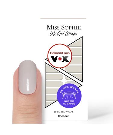 Original Miss Sophie UV Gel Nail Foils Soft Touch UV I 20 UV Gel Nail Polish Strips Solid Color Coconut UV I For Finger & Toenails