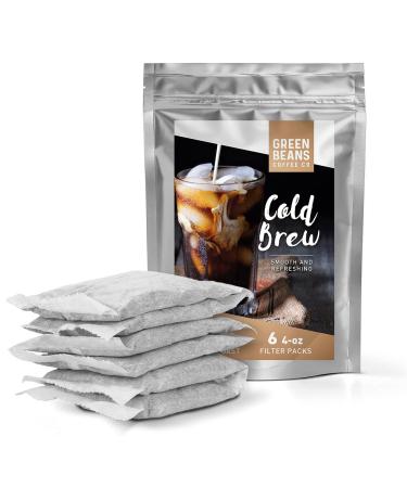 Green Beans Coffee Cold Brew Coffee, 6 Easy to Use Home Pitcher Packs - Makes 18 Cups