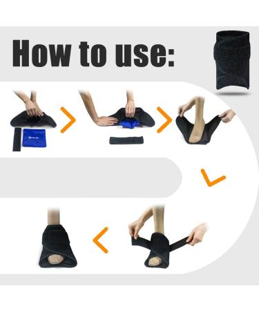 Foot Ice Pack Wrap for Plantar Fasciitis & Achilles Tendonitis - Hot Cold Therapy for Pain Relief & Swelling - 2 Gel Packs - Buy Online on GoSupps.com
