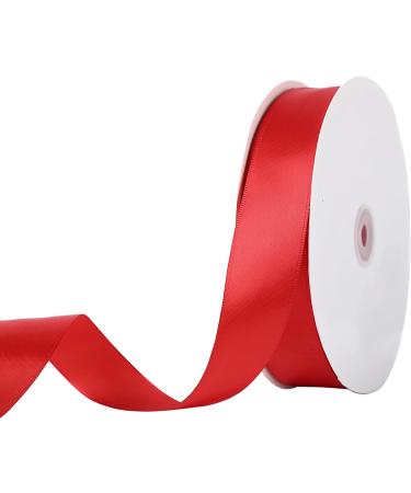 KSRIGHT 1 inch ( 2.54cm Wide)Double Face Red Ribbon 25 Yards for Gift Wrapping Wedding Decoration  Bows Making   Sewing  DIY Crafts Red 1 inch x 25 Yards