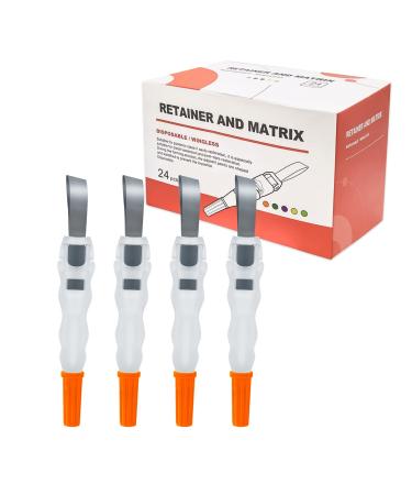 Dental Matrix Bands 24pcs Metal Restoration Matrix Band with 180 Adjustable Retainer Sectional Contoured Matrice Roll Type Matrix Band for Crownwork.-Orange