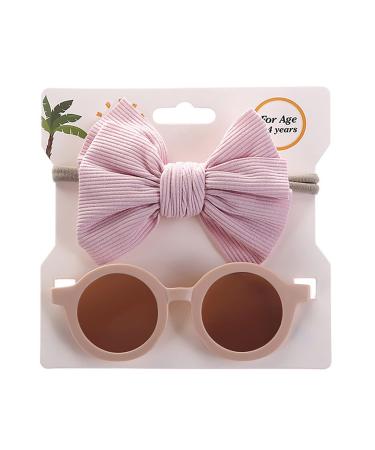 Baby Sunglasses 0-36 Months Baby Girl Sunglasses Headband Sunglasses Set Cute Polarized for Toddler Newborn Infant Elastic Photography Props Pink