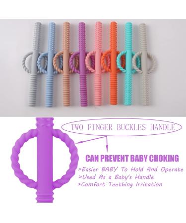 YAPROMO Silicone Baby Teether Tubes for Infants with Nursing Biting Chewing - 3 Pack 3 Pcs-Blue&Beige&Grey - Buy Online on GoSupps.com