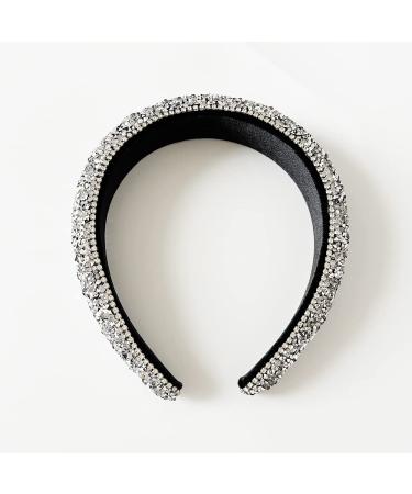 Sparkling Rhinestone Padded Headband - Silver Jeweled Hair Accessory for Women & Girls - Buy Online on GoSupps.com