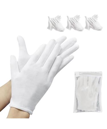 ZFYOUNG 6 Pcs(3pairs) White Cotton Gloves White moisturizing Gloves  Cotton Gloves for Dry Hands Eczema  White Sleep Gloves for Men and Women  Beauty Coin SPA Cloth Gloves 3 pairs of cotton gloves