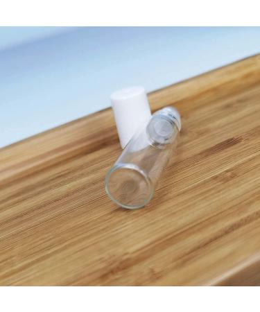 50 Pack 5ml Clear Roller Bottles with White Lids for Essential Oils & Travel - Glass Oil Rollers - Buy Online on GoSupps.com