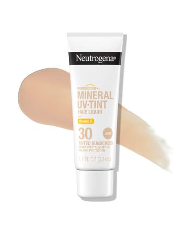 Neutrogena Purescreen+ Mineral UV Tint Face Liquid Tinted Sunscreen - with 100% Mineral Actives & Vitamin E Enhances Natural Tone Water Resistant Broad Spectrum SPF 30 1.1 fl oz 1.1 Fl Oz (Pack of 1)