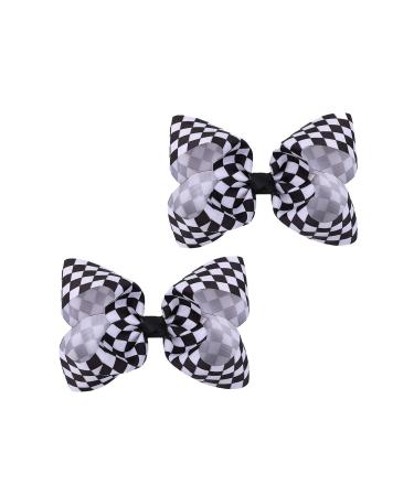 Checkered Plaid Hair Bow Clip Set in Black and White - 2 Pcs Buffalo Plaid Hair Barrettes - Buy Online on GoSupps.com