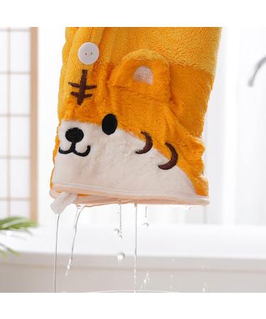 Buy Kawaii Tiger Microfiber Hair Towel - Quick Drying Hair Wrap | Elastic Bath Cap in Beige for Home & Travel - Buy Online on GoSupps.com