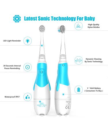 Baby Electric Toothbrush with Smart LED Timer and Sonic Technology - Blue | Ages 0-3 Years - Buy Online on GoSupps.com