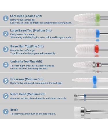 Bulex 7pcs Nail Drill Bits for Acrylic Nails - Professional Ceramic Bit Set for Manicure & Nail Polishing - Buy Online on GoSupps.com