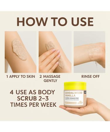 Foaming Body Scrub with Built-In Scrubber Sandalwood Vanilla Scent Exfoliates & Smooths Skin Hydrating Formula Paraben-Free 16 oz for All Skin Types - Buy Online on GoSupps.com