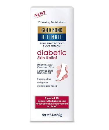 GOLD BOND ULTIMATE Diabetics Dry Skin Relief Foot Cream, 3.4 Oz (Pack of 2)