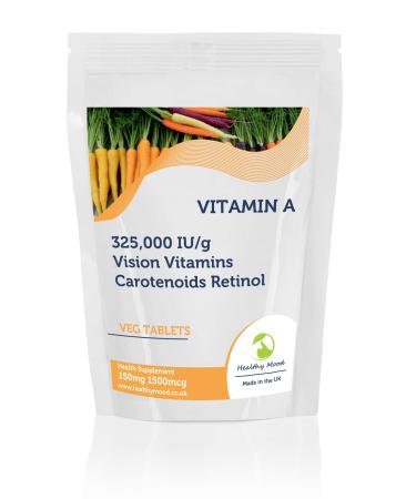 Vitamin A 150mg 1500mcg 325 000 IU/g x30 Tablets Pills UK Nutrition Vision Vitamins Carotenoids Retinol