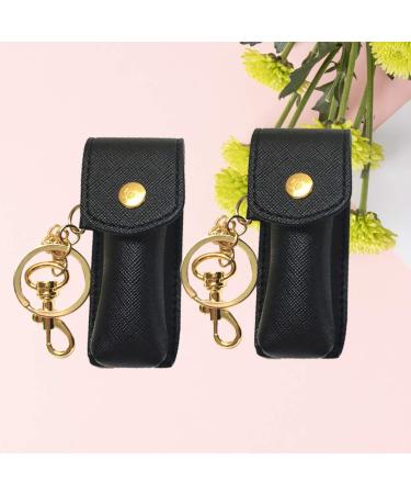 Black Keychain Holder Set - 2 Lipstick & Lip Balm Holders with Keychain | Stylish & Functional Organizer - Buy Online on GoSupps.com