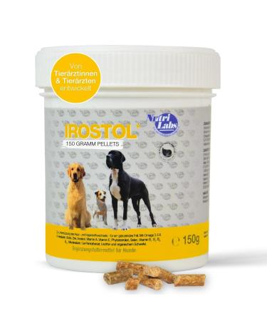 Nutrilabs IROSTOL pellets for dogs 150 g - dogs dietary supplements with MSM biotin & omegafettic acids - Important dog vitamins & dogs minerals - dogs supplementary food pellets 150 grams