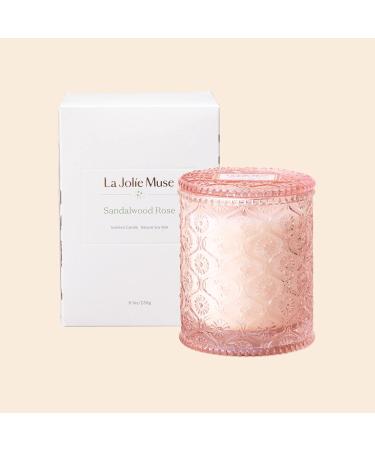 La Jolie Muse Sandalwood Rose Scented Candle - 8 oz, 55 Hour Burn Time | Luxury Candles for Women, Wedding & Home D cor | Natural Soy Wax, Pink Color - Buy Online on GoSupps.com