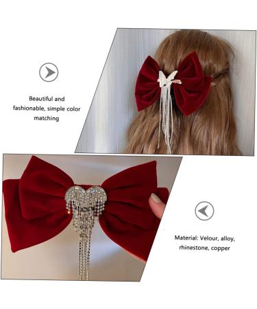 tassel hair clip bow hair clip bow hair barrettes hair bow clip hair barrettes for women ribbon hair bows Grosgrain sparkly tassel barrettes big bow makeup rhinestones girl Miss - Buy Online on GoSupps.com