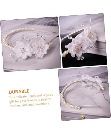 Didiseaon Pearl Flower Headband Wedding Hair Accessory Women Headband Flower Hair Ornament Flower Head Band Head Band for Bride Delicate Pearls Headband Bride Headband Wedding Decor - Buy Online on GoSupps.com