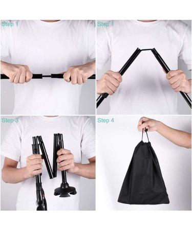 Walking Stick Foldable Crutch Walking Stick Anti-Slip Medical Elderly Crutches Cane Lightweight Multifunctional Adjustable Aluminum Alloy Walker with Led Light - Buy Online on GoSupps.com